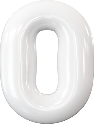 0 number white bubble 3d render